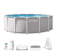 Intex 26726ND Piscina Prism Frame Premium Rotonda, 4,57x1,22 m, Pompa, Scaletta, Telo, Copertura, Blu