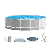 26726NP - Piscina Rotonda Prisma Frame con Pompa Filtro Capacit 457x457x122 cm Colore Grigio