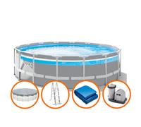 INTEX 26730 Piscina Fuoriterra PRISMA FRAME CLEARWIEV rotonda 488x122 cm pompa