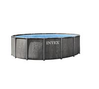 Intex 26742ND 4.57m x1.22m Greywood Prism Frame Premium Pool Set (Includes Filter Pump, Safety Ladder, Ground Cloth, Pool Cover)