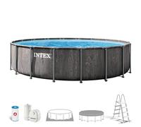 Intex 26744ND 5.49m x1.22m Greywood Prism Frame Premium Pool Set (Includes Filter Pump, Safety Ladder, Ground Cloth, Pool Cover)