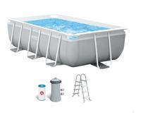 Intex 26784NP Prisma Metal Frame - Piscina Fuori Terra Rettangolare 300x175x80 cm con Pompa Filtro e Scaletta