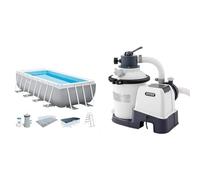 Intex 26792NP - Piscina Fuori Terra Prisma Frame Rettangolare, Pompa Filtro 3785 L/h & 26642 - Pompa Filtro a Sabbia Krystal Clear, Flusso d'Acqua 3500 L/h, Flusso di Sistema 2000 L