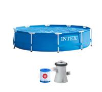 Piscina Fuori Terra Rotonda H76x305cm Con Pompa A Filtro Intex Frame