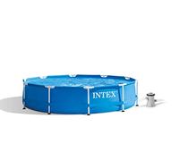 Intex 28202NP - Piscina Fuori Terra Metal Frame Rotonda, Pompa Filtro 1250 L/h, 4485 L, Acciaio e PVC, Blu, 305x76 cm