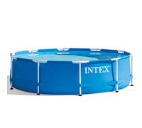 Intex 28202UK - Piscina Fuori Terra Metal Frame Rotonda, Pompa Filtro 1250 L/h, 4485 L, Acciaio e PVC, Blu, 305x76 cm