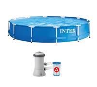 Intex 28212 Piscina Metal Frame Rotonda Famiglia 366x76m con Pompa Filtro