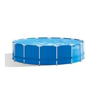Intex 28242NP - Piscina Fuori Terra Metal Frame Rotonda, Pompa Filtro 3785 L/h, Scaletta, Telo Base e Copertura, 16805 L, Acciaio e PVC, Blu, 457x122 cm