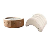 Intex 28426 Pure Spa Bubble Therapy, 196 X 71 Cm 4 Posti, Sabbia, con Pompa, Riscaldatore, Sistema Purificazione Acqua, Beige Classic & 28501 Poggiatesta per Spa