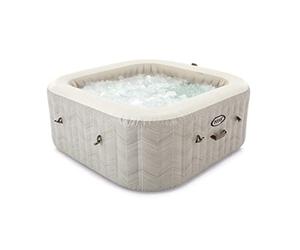 Intex 28446EX - PureSpa Vasca Idromassaggio Gonfiabile Chevron Deluxe Quadrata, 4 posti, 140 Getti, Riscaldatore, PVC, Multicolore, 175x175x71 cm