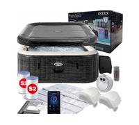 Intex Greystone Deluxe 175x175x71 Cm Inflatable Hot Tub Grigio 795 Liters