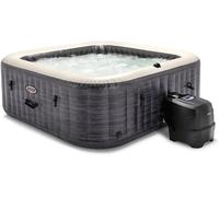 Intex 28452NP - Idromassaggio Gonfiabile Quadrato PureSpa Greystone Deluxe, 6 Posti, 170 Getti, PVC, Grigio, 196x196x71 cm