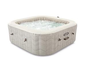 Intex 28472EX - PureSpa Vasca Idromassaggio Gonfiabile Chevron Deluxe Quadrata, 6 posti, 170 Getti, Riscaldatore, PVC, Multicolore, 195x195x71 cm