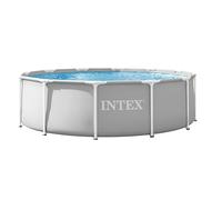 Intex 366X99 Prisma Frame Piscina Fuoriterra Rotonda, Grigio, 366x99 cm