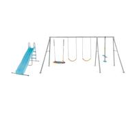 Intex 44152 Set Altalena e Scivolo Indipendente da Giardino per Bambini, con Due Seggiolini, Un Dondolo Nido e Un Dondolo Due Posti, Acciaio, Grigio, 442x235x200 cm