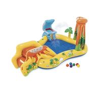 Intex 57444NP - Piscina Gonfiabile Playground Dinosauri, Vinile, Multicolore, 249x191x109 cm