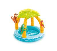 Intex Tropical Inflatable Pool With Awning Padded Soil And Inflatable Animals 102 Cm Giallo Bambini