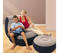 Intex 68564NP, Poltrona Lounge 102 x 137 x 79 cm, con Poggia Piedi 64 x 28 c, Grigio/Nero, Tinta Unita