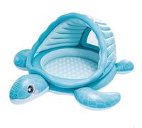 Intex Centro gioco gonfiabile, design tartaruga blu, 218 x 206 x 97 cm, capottina da sole, 100 palline multicolore, finestra trasparente, patch riparazione, piscina per bambini (48677)