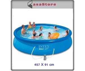 Intex Easy Set Piscina Tonda Fuoriterra Gonfiabile con Pompa filtraggio 457X91CM