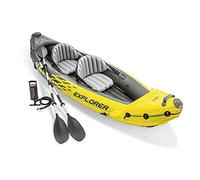 Intex Explorer K2 - Kayak Gonfiabile per 2 Persone, con Remi in Alluminio e Pompa ad Aria, Colore: Giallo