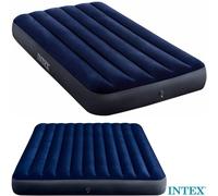 Intex Materasso Gonfiabile 1 Piazza e Mezza Fiber Tech Portata 272 Kg colore Blu Airbed Standard Classic Downy - 64758