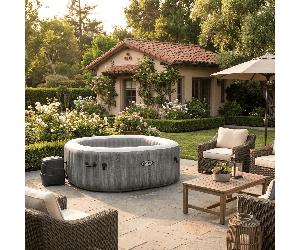 Intex Piscina Fuori Terra Idromassaggio Gonfiabile da Esterno SPA 6 Posti Piscina per Giardino in PVC 3 strati Super-Tough Ø 216x71 cm colore Grigio - 28...