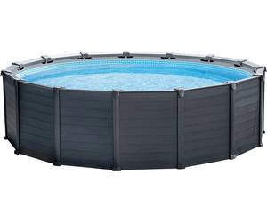 Intex Piscina Graphite - Ø 478 x 124 cm - Set con piscina, pompa filtro a sabbia, attacchi, scaletta di sicurezza, telo di copertura e telo di base