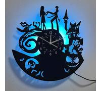 inthetime Jack e Sally Skellington, orologio da parete a LED da 30,5 cm, lo strano Natale di Mr Jack e Sally, orologio da parete retrò per bambini, decorazione fatta a mano
