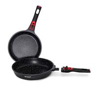 INTIGNIS Padella Antiaderente con Manico Rimovibile | Resistente ai graffi e durevole | Adatta per induzione con base in acciaio inossidabile | Rivestimento ceramico privo di sostanze chimiche - Set