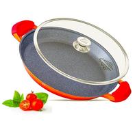 INTIGNIS® Padella Paella 36 cm con Coperchio Vetro • Rivestimento Ceramico GREBLON® • Compatibile Tutti i Fuochi e Forno • Lavabile in Lavastoviglie • Confezione Regalo (Arancione, 36 CM)