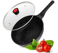 INTIGNIS Wok avec couvercle - sauteuse rôtissant grillant grand 30cm induction base en acier inoxydable (Black)