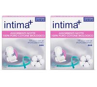 Intim Assorbenti da Notte con Ali, 100% Puro Cotone Biologico, per Intimo Donna, Ipoallergenici, BIO, 10 Pezzi (Confezione da 2)