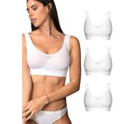 Intimidea - 3pz Reggiseno Silhouette Bra Pizzo Modellante Senza Ferretto con Spalla Ampia e Dettagli in Pizzo Art. 110598 (M/L, Bianco, 3pz)