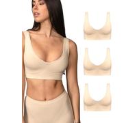 Intimidea - 3pz Reggiseno Silhouette Bra Pizzo Modellante Senza Ferretto con Spalla Ampia e Dettagli in Pizzo Art. 110598 (M/L, Skin, 3pz)