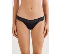 Intimissimi Brasiliana Stile Anni '80 in Pizzo e Cotone Donna Nero Taglia 2