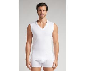 Intimissimi Canotta Smanicato Spalla Larga in Cotone Premium Mercerizzato Uomo Bianco Taglia L