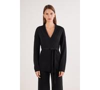 Intimissimi Cardigan con Cintura 100% Cashmere Donna Nero Taglia S/M