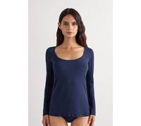 Intimissimi Maglia a Manica Lunga con Scollo a Madonna in Micromodal Donna Blu Taglia M