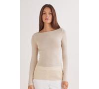 Intimissimi Maglia Manica Lunga Ultralight con Cashmere e Scollo a Barchetta Donna Beige Taglia XL