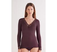 Intimissimi Maglia Scollo a V Ultralight con Cashmere e Pizzo Donna Bordeaux Taglia L