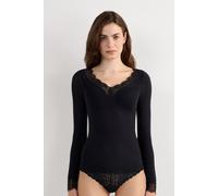 Intimissimi Maglia Scollo a V Ultralight con Cashmere e Pizzo Donna Nero Taglia S