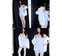 Intimissimi Pigiama Corto a Costine in Modal Soft Lounge Donna Azzurro Taglia L