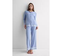 Intimissimi Pigiama Lungo Aperto Davanti in Modal con Pizzo Donna Blu Taglia M