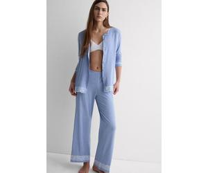 Intimissimi Pigiama Lungo Aperto Davanti in Modal con Pizzo Donna Blu Taglia M