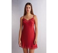 Intimissimi Sottoveste in Seta e Inserti in Pizzo Donna Rosso Taglia L