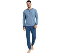 Intimitaly Vanuè - Pigiama Uomo Cotone Lungo 100%, Maglia Maniche Lunghe e Pantalone, Leggero e Traspirante, Primavera Estate (IT, Testo, XL, Regular, Regular, VS1221 VAR-2)
