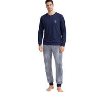 Intimitaly Vanuè - Pigiama Uomo Cotone Lungo 100%, Maglia Maniche Lunghe e Pantalone, Leggero e Traspirante, Primavera Estate (IT, Testo, M, Regular, Regular, VS1250)