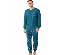 Intimitaly Vanuè - Pigiama Uomo Cotone Lungo 100%, Maglia Maniche Lunghe e Pantalone, Leggero e Traspirante, Primavera Estate (IT, Testo, XL, Regular, Regular, VS1235 VAR-2)