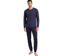Intimitaly Vanuè - Pigiama Uomo Cotone Lungo 100%, Maglia Maniche Lunghe e Pantalone, Leggero e Traspirante, Primavera Estate (IT, Testo, L, Regular, Regular, VS1226 VAR-2)